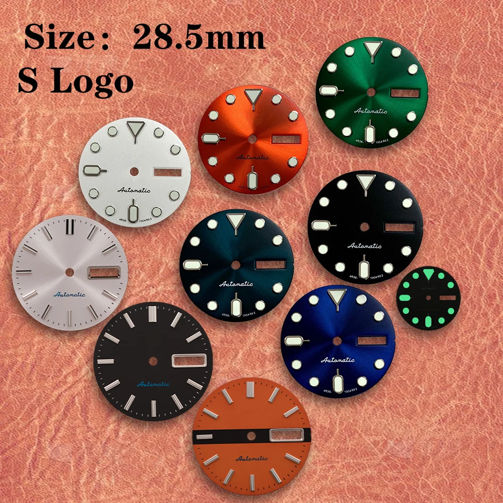 28.5mm S-S Logo Orange NH36 automatic Dial Suitable for 4R36 Movement Green Luminous high-quality Watch Modification Accessories
28.5mm S-S Logo Orange NH36 automatic Dial Suitable for 4R36 Movement Green Luminous high-quality Watch Modification Accessories