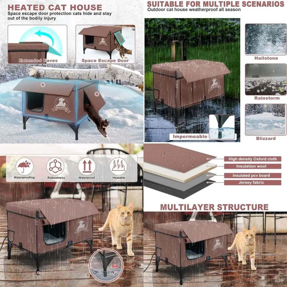 Insulated Outdoor Cat Shelter with Elevated Eave, Waterproof and Warm for Feral Cats, Suitable for Garage or Yard
Insulated Outdoor Cat Shelter with Elevated Eave, Waterproof and Warm for Feral Cats, Suitable for Garage or Yard