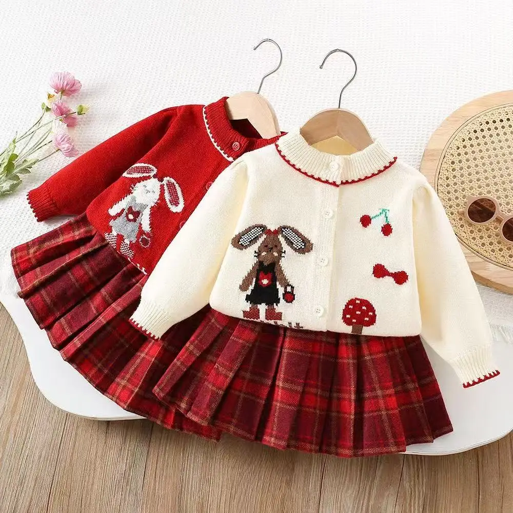 2-6Y Girls Sweater Set Winter New Cartoon Rabbit Knit Top Plaid Skirt Princess Dress Two-piece Set 90-130cm
2-6Y Girls Sweater Set Winter New Cartoon Rabbit Knit Top Plaid Skirt Princess Dress Two-piece Set 90-130cm