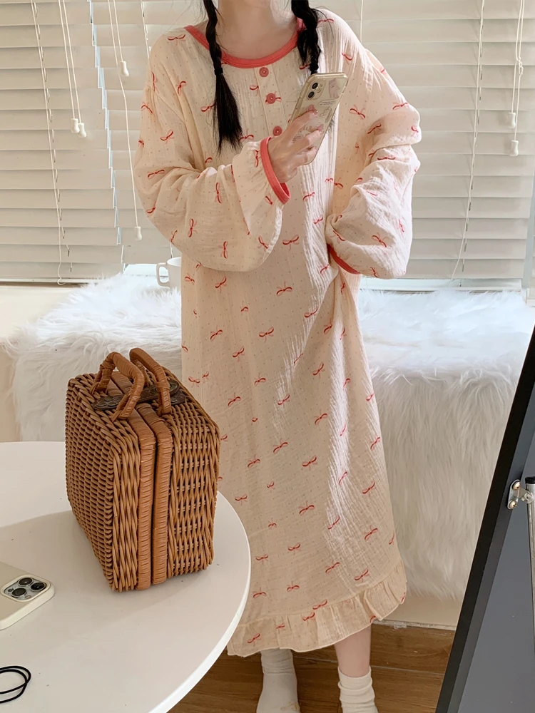 Floral Print Women's Sleep Dress Spring Autumn Loose Long Sleeve Nightgown Casual Wearable Home Clothes Sweet Dress
Floral Print Women's Sleep Dress Spring Autumn Loose Long Sleeve Nightgown Casual Wearable Home Clothes Sweet Dress