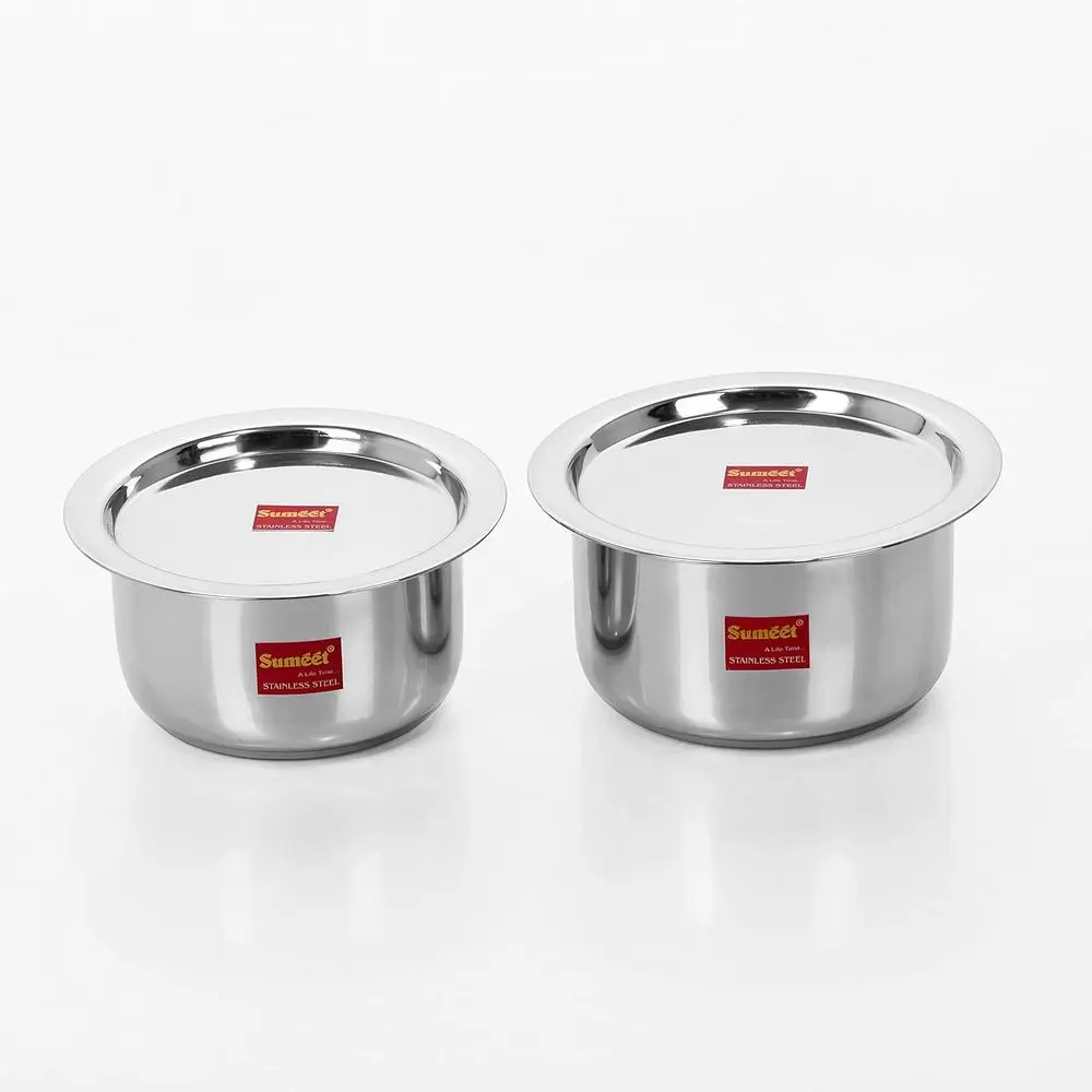 2-Piece Stainless Steel Cookware Set, Induction and Gas Compatible, with Lids, Sizes 13 & 14
2-Piece Stainless Steel Cookware Set, Induction and Gas Compatible, with Lids, Sizes 13 & 14