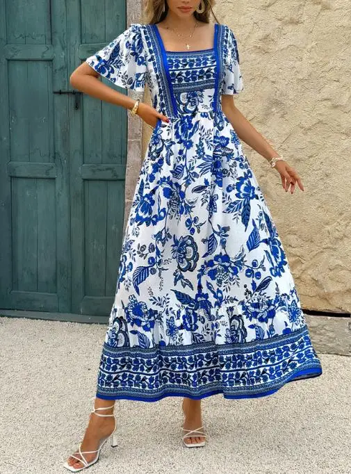 Fashionable holiday casual printed square neck A-line skirt women's clothing, summer 2025 new women's clothing
Fashionable holiday casual printed square neck A-line skirt women's clothing, summer 2025 new women's clothing