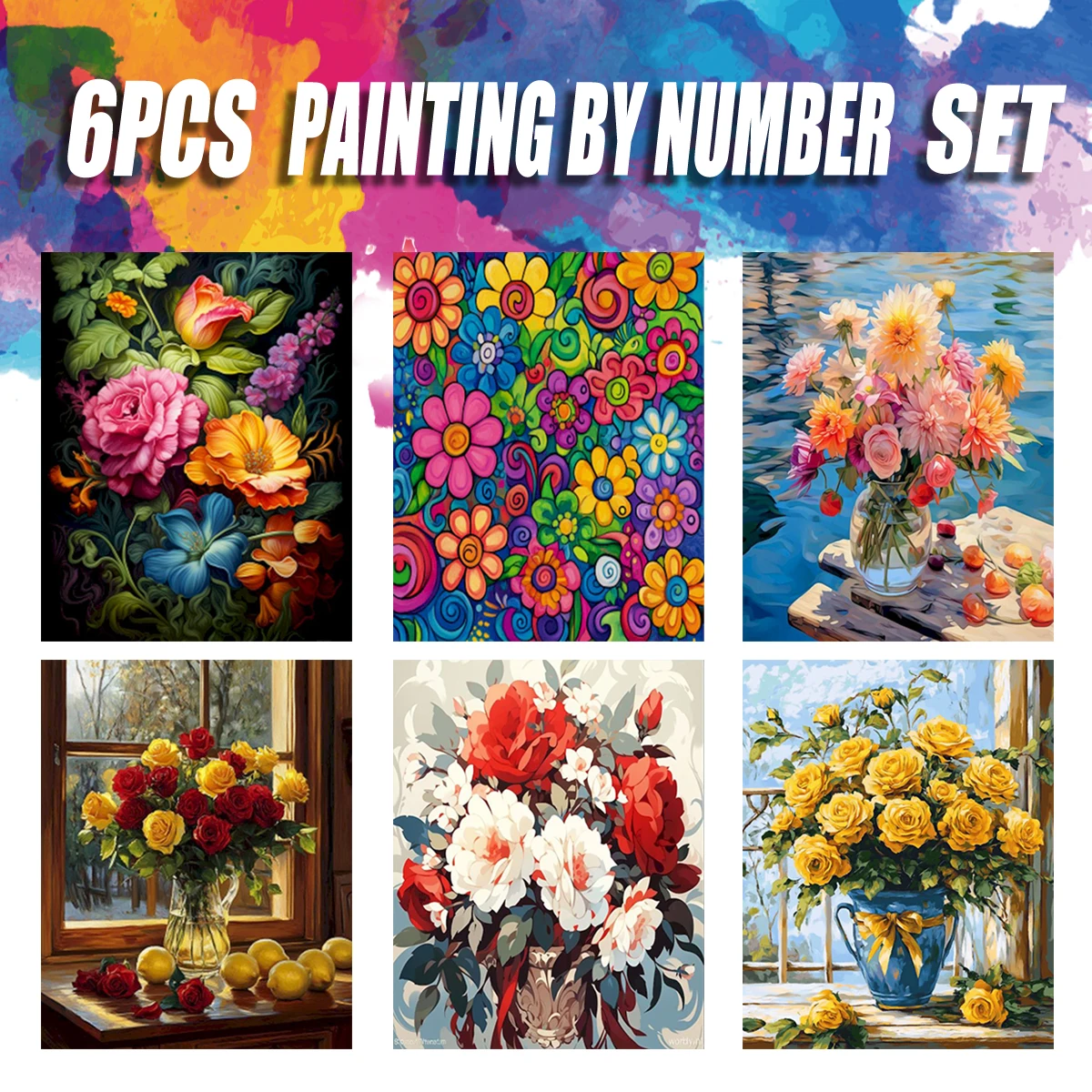 PhotoCustom 6pcs Pictures By Numbers Colorful Flowers Kits Painting By Numbers On Canvas Diy Home Decoration Diy Gift
PhotoCustom 6pcs Pictures By Numbers Colorful Flowers Kits Painting By Numbers On Canvas Diy Home Decoration Diy Gift