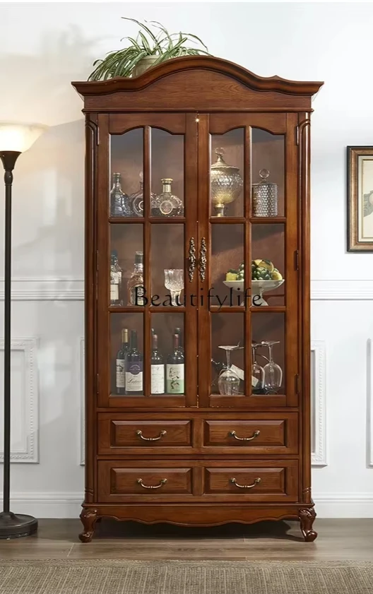 American all solid wood display high-end TV side cabinet vertical cabinet rural retro double door storage
American all solid wood display high-end TV side cabinet vertical cabinet rural retro double door storage
