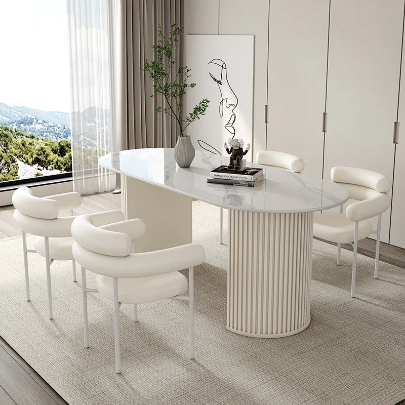 White Cream Dining Room Sets Wind Rock Dining Table Chair Modern Minimalist Restaurant Rectangle Mesa De Jantar Home Furniture
White Cream Dining Room Sets Wind Rock Dining Table Chair Modern Minimalist Restaurant Rectangle Mesa De Jantar Home Furniture
