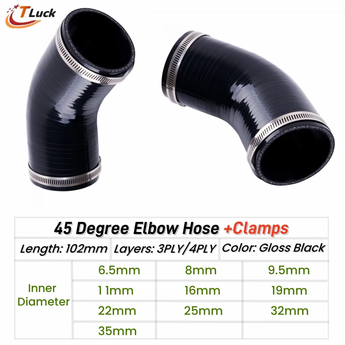 1PC 45° 45 Degree Elbow Hose Universal Silicone Coolant Tube Intercooler Pipe ID 6.5mm 8mm 9.5 11 16 19 22mm 25 32 35mm 2 Clamps
1PC 45° 45 Degree Elbow Hose Universal Silicone Coolant Tube Intercooler Pipe ID 6.5mm 8mm 9.5 11 16 19 22mm 25 32 35mm 2 Clamps