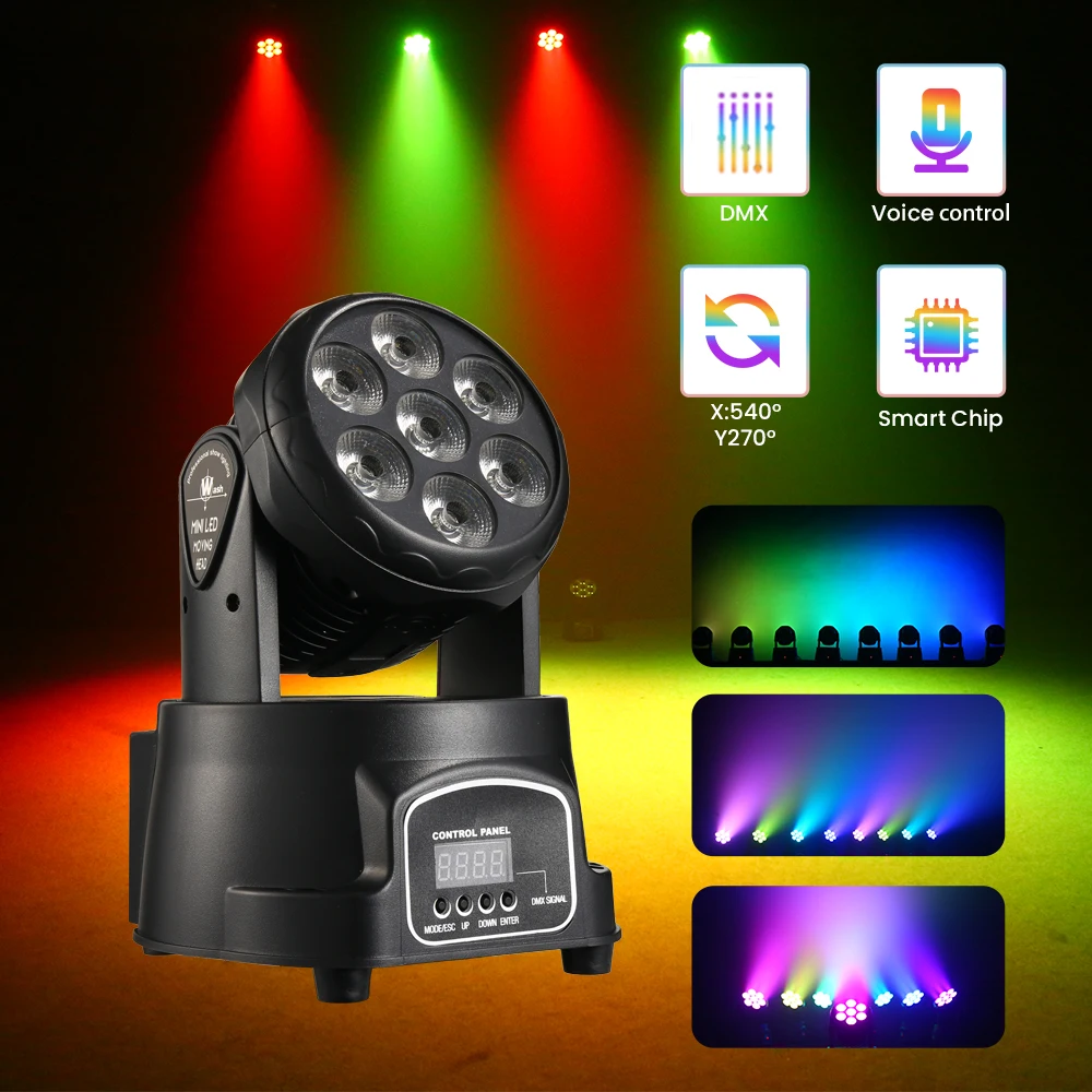 Professional 7X12W LED Wash Moving Head DMX Mobile Disco Light RGBW Mini DJ Party Light Nightclub Stage Effect Sound For Bar
Professional 7X12W LED Wash Moving Head DMX Mobile Disco Light RGBW Mini DJ Party Light Nightclub Stage Effect Sound For Bar