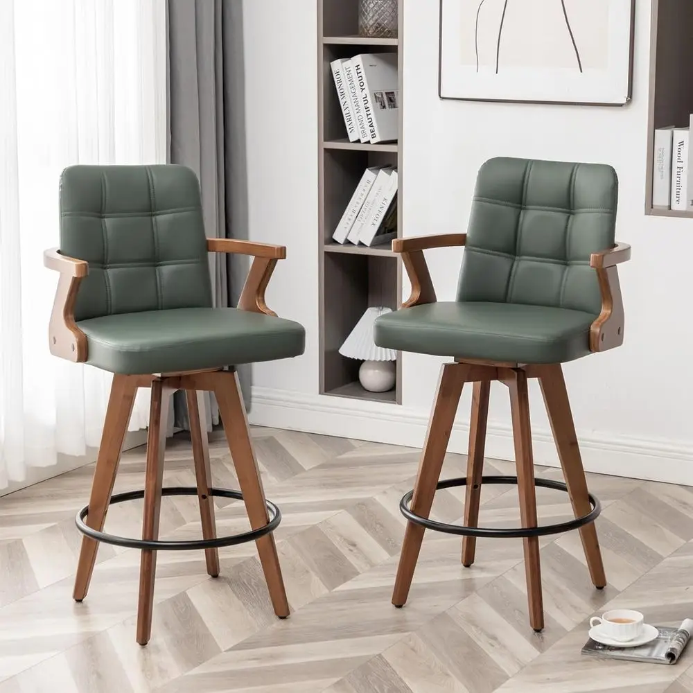 Green Leather Swivel Bar Stools with Back and Arms, Set of 2 for Kitchen Island or Bar
Green Leather Swivel Bar Stools with Back and Arms, Set of 2 for Kitchen Island or Bar