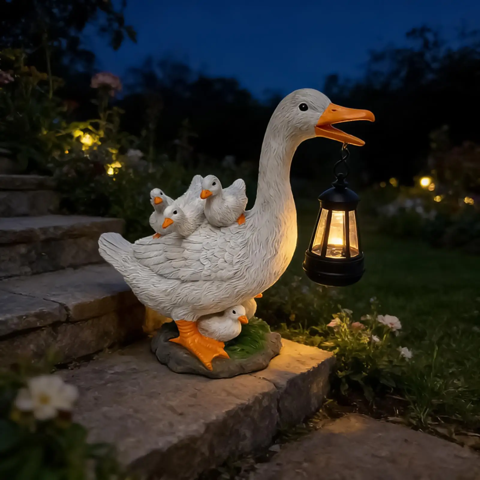 Garden Solar Sculpture Weatherproof Sunproof Night Lamp Duck Shape Solar-operated Garden Statue with Lantern for Patio Yard Lawn
Garden Solar Sculpture Weatherproof Sunproof Night Lamp Duck Shape Solar-operated Garden Statue with Lantern for Patio Yard Lawn