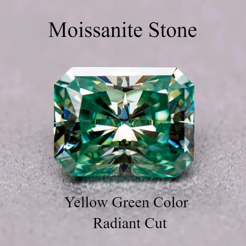 Moissanite Stone Radiant Cut Yellow Green Color Lab Grown Gemstone For Charms Diy Jewelry Making Materials With GRA Certificate
Moissanite Stone Radiant Cut Yellow Green Color Lab Grown Gemstone For Charms Diy Jewelry Making Materials With GRA Certificate