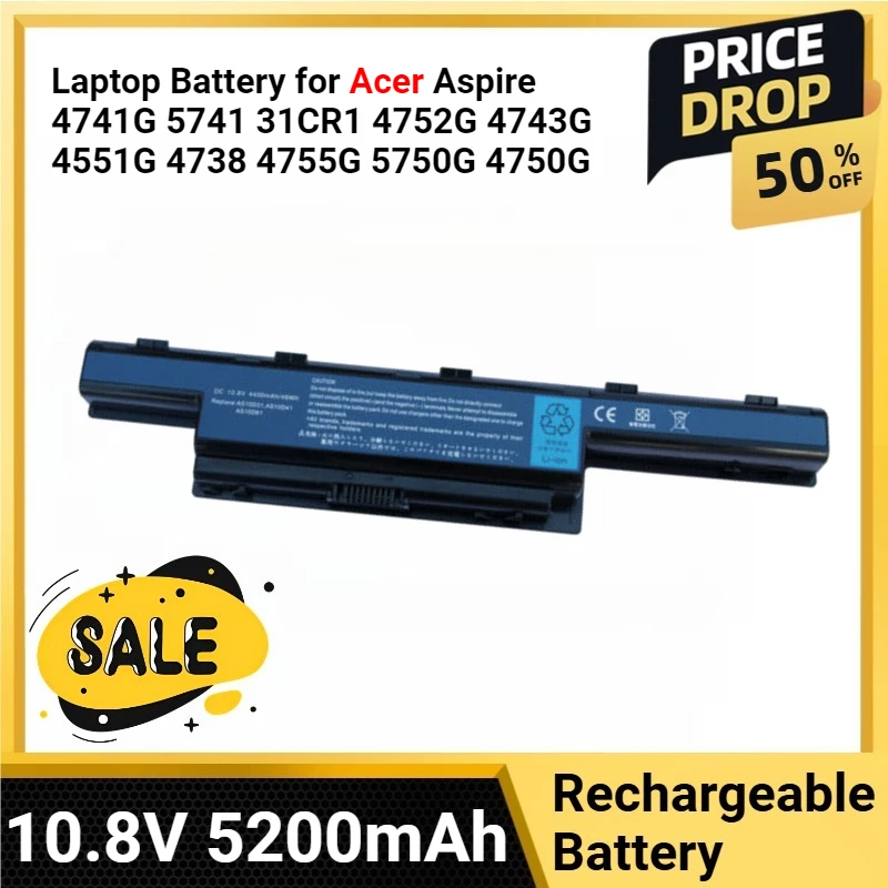 10.8V 5200mAh Laptop Battery for Acer Aspire 4741G 5741 31CR1 4752G 4743G 4551G 4738 4755G 5750G 4750G Battery
10.8V 5200mAh Laptop Battery for Acer Aspire 4741G 5741 31CR1 4752G 4743G 4551G 4738 4755G 5750G 4750G Battery