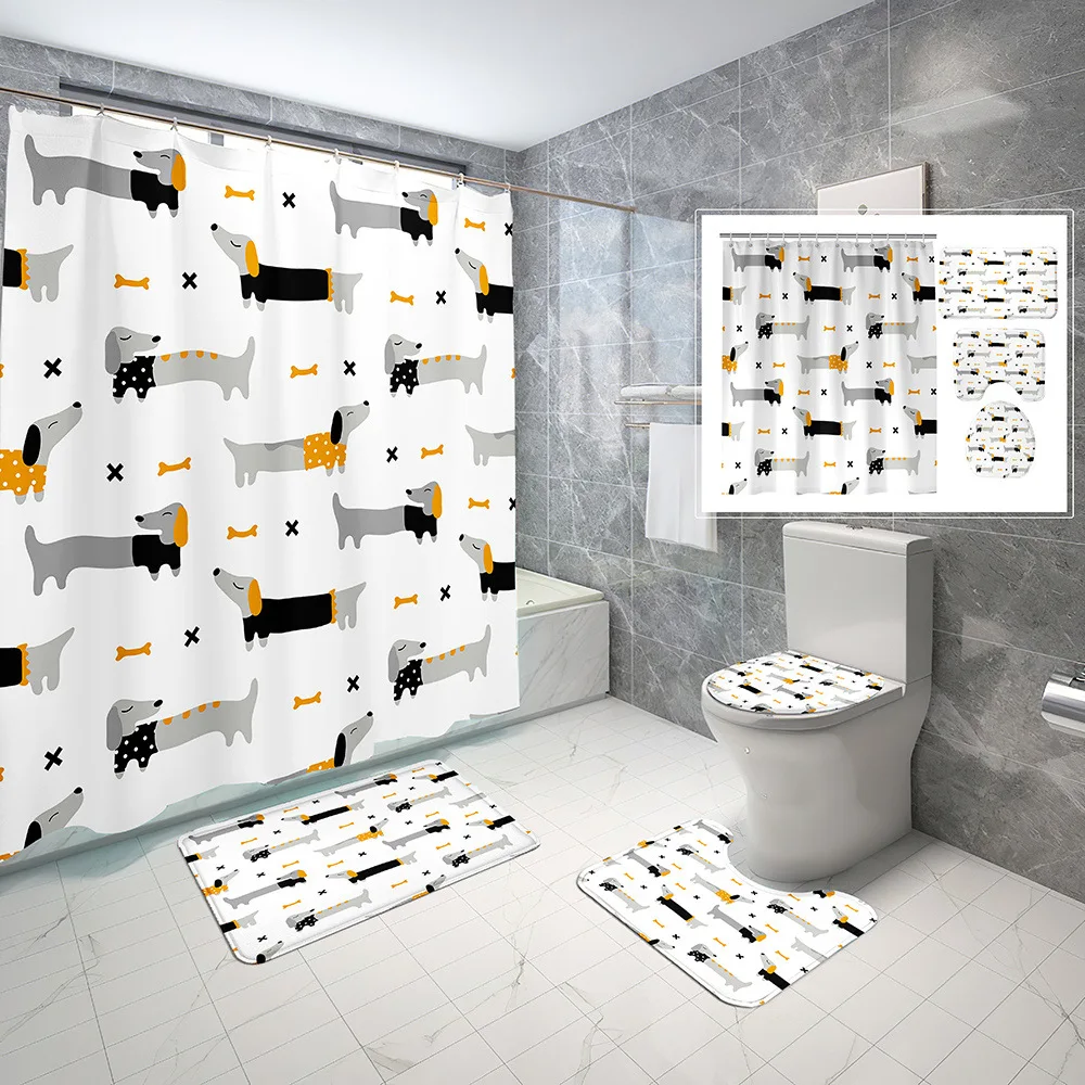 Cute Animals Shower Curtain Set Non-Slip Rug Toilet Cover Bath Mat Funny Humorous Cartoon Dog Bath Curtains Waterproof with Hook
Cute Animals Shower Curtain Set Non-Slip Rug Toilet Cover Bath Mat Funny Humorous Cartoon Dog Bath Curtains Waterproof with Hook