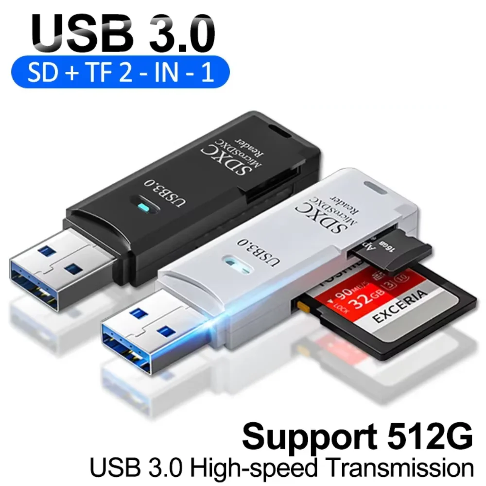New 2 In 1 USB 3.0 / USB 2.0 Card Reader Micro SD Card Reader USB3.0 Adapter High Speed TF Memory Card for PC Laptop Accessories
New 2 In 1 USB 3.0 / USB 2.0 Card Reader Micro SD Card Reader USB3.0 Adapter High Speed TF Memory Card for PC Laptop Accessories