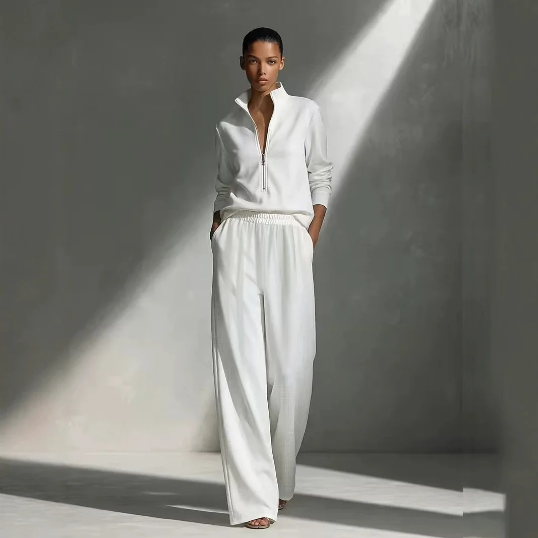 2026 Autumn New Casual Half-Zip Set with European and American Style Wide-Leg Pants Two-Piece Set
2026 Autumn New Casual Half-Zip Set with European and American Style Wide-Leg Pants Two-Piece Set