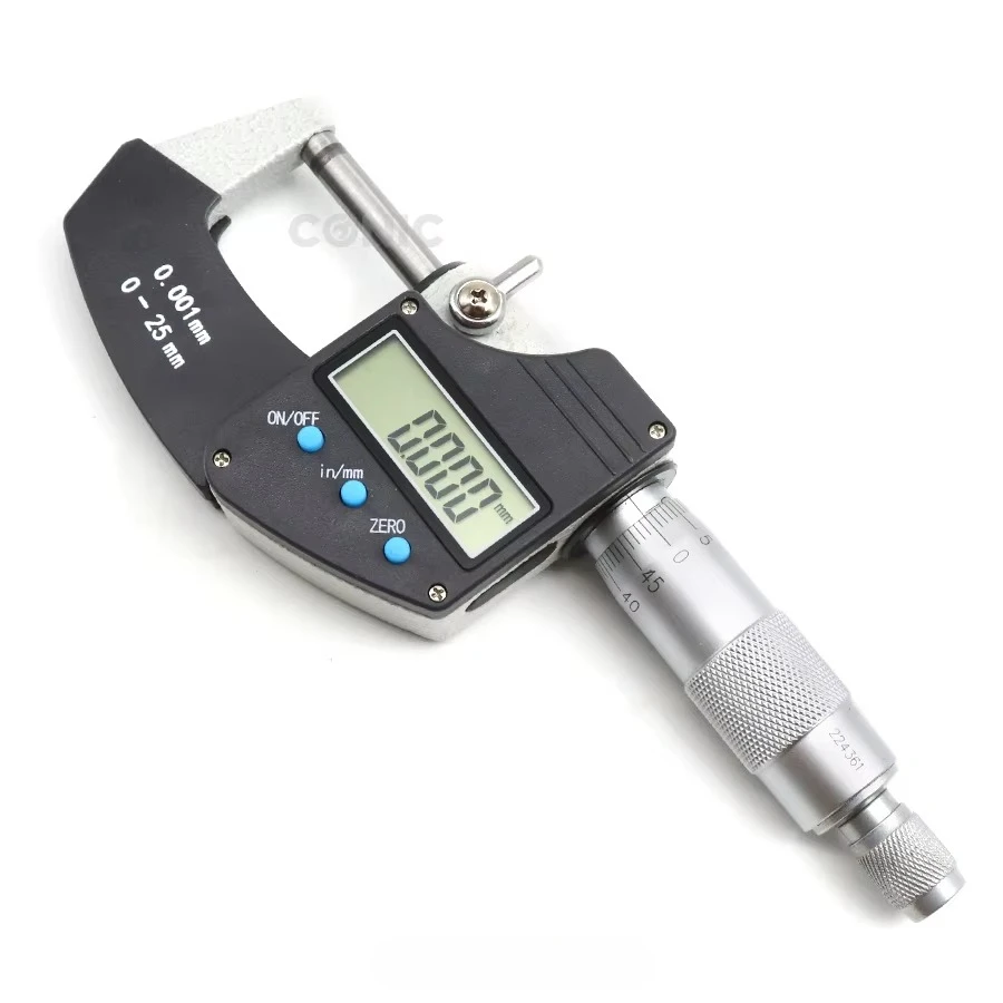 0-25MM/0-1" 2-way Electronic Digital Outside Micrometer with Laser Engraved Scale and Carbide Tipped
0-25MM/0-1" 2-way Electronic Digital Outside Micrometer with Laser Engraved Scale and Carbide Tipped