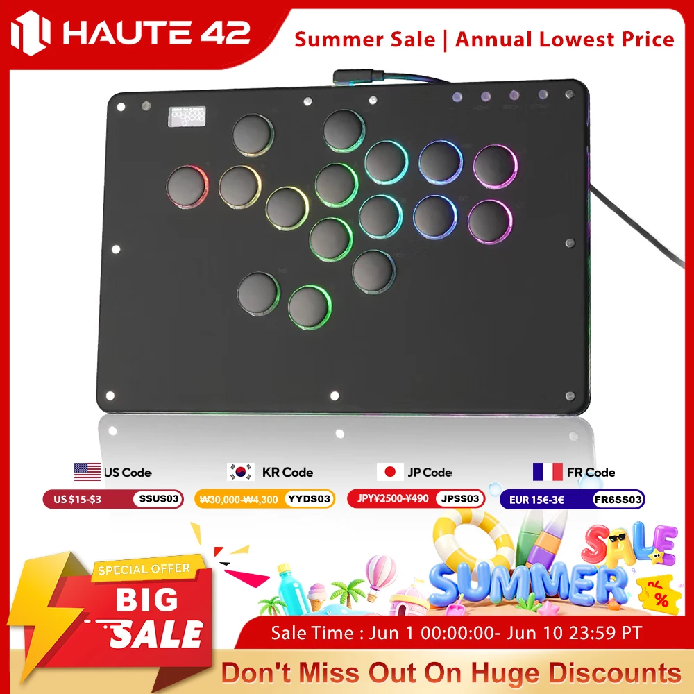 Haute42 Arcade Joystick Hitbox Leverless Arcade Controller For PC/ PS4/PS5 Hitbox fightstick Leverless Arcade Stick Controller
Haute42 Arcade Joystick Hitbox Leverless Arcade Controller For PC/ PS4/PS5 Hitbox fightstick Leverless Arcade Stick Controller