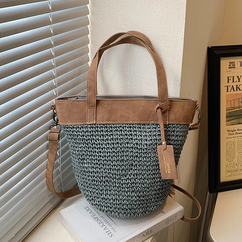 Summer Women Zipper Weave Straw Tote Bag 2023 New In Travel Beach s Handmade Lady Bucket Crossbody With Short Handle
Summer Women Zipper Weave Straw Tote Bag 2023 New In Travel Beach s Handmade Lady Bucket Crossbody With Short Handle