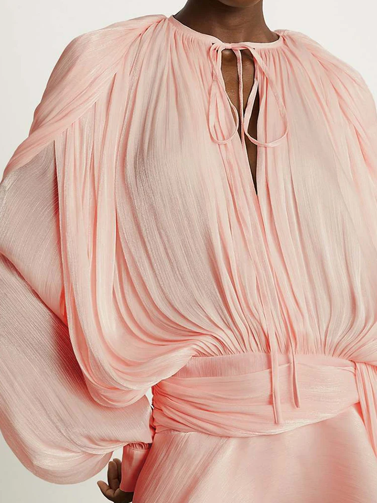 Fashion Loose Lace Up Bright Gauze Outfits With Shorts Autumn New Ruffles Commute Two Piece Sets Lady Elegant Solid Dress Suits
Fashion Loose Lace Up Bright Gauze Outfits With Shorts Autumn New Ruffles Commute Two Piece Sets Lady Elegant Solid Dress Suits