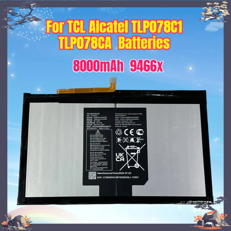 New 8000mAh Tab 9466x Battery for TCL Alcatel TLP078C1 TLP078CA Batteries
New 8000mAh Tab 9466x Battery for TCL Alcatel TLP078C1 TLP078CA Batteries
