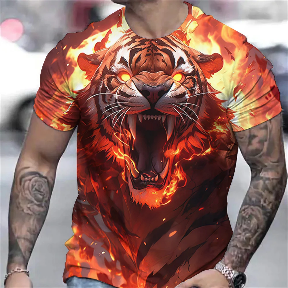 Funny Tiger Print Men's T Shirt Fashion 3D Animal Graphic T-Shirts Casual O-neck Short Sleeve Tops Hip Hop Trend Oversized Tees
Funny Tiger Print Men's T Shirt Fashion 3D Animal Graphic T-Shirts Casual O-neck Short Sleeve Tops Hip Hop Trend Oversized Tees