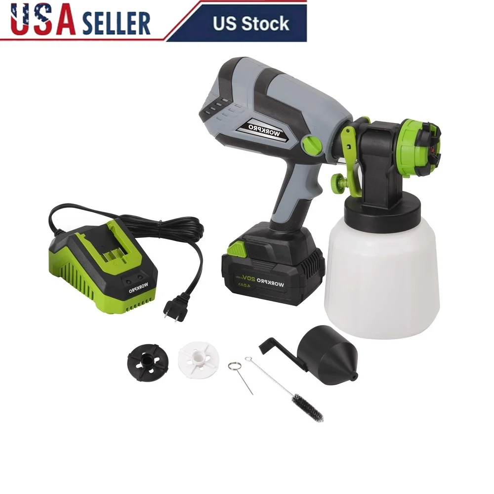 20V Electric Paint Sprayer 80W Battery Powered Handheld Spray Gun 4Ah Lithium Battery Charger Adjustable Nozzles Easy Clean
20V Electric Paint Sprayer 80W Battery Powered Handheld Spray Gun 4Ah Lithium Battery Charger Adjustable Nozzles Easy Clean