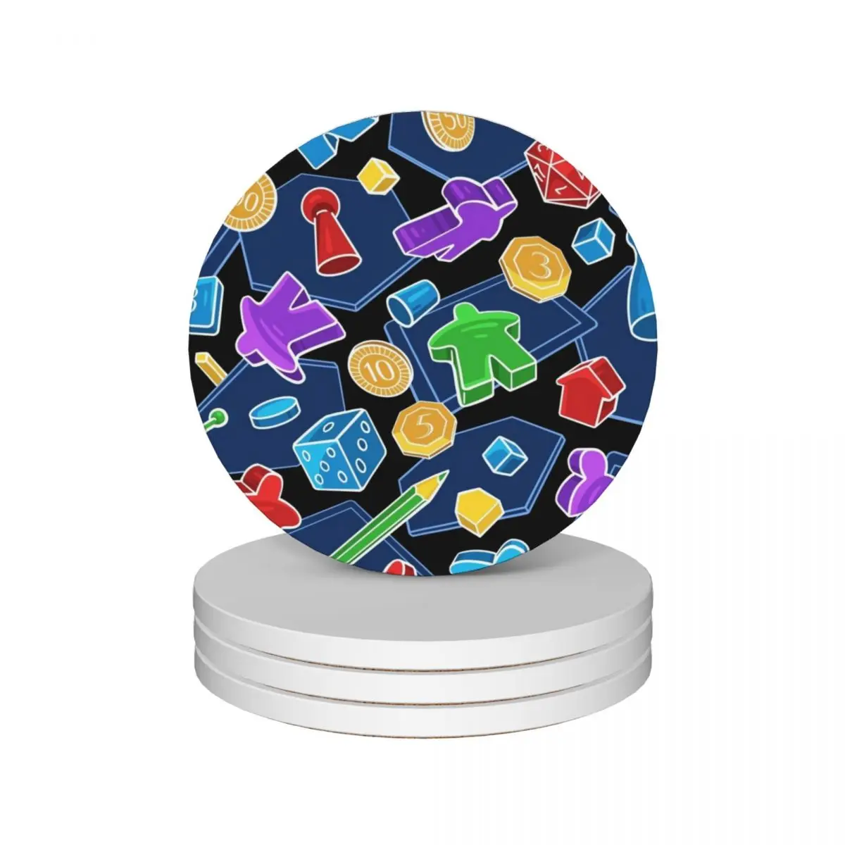 Tabletop Board Game Pieces Pattern Ceramic Coasters (Set of 4) cute kitchen supplies black Coasters
Tabletop Board Game Pieces Pattern Ceramic Coasters (Set of 4) cute kitchen supplies black Coasters