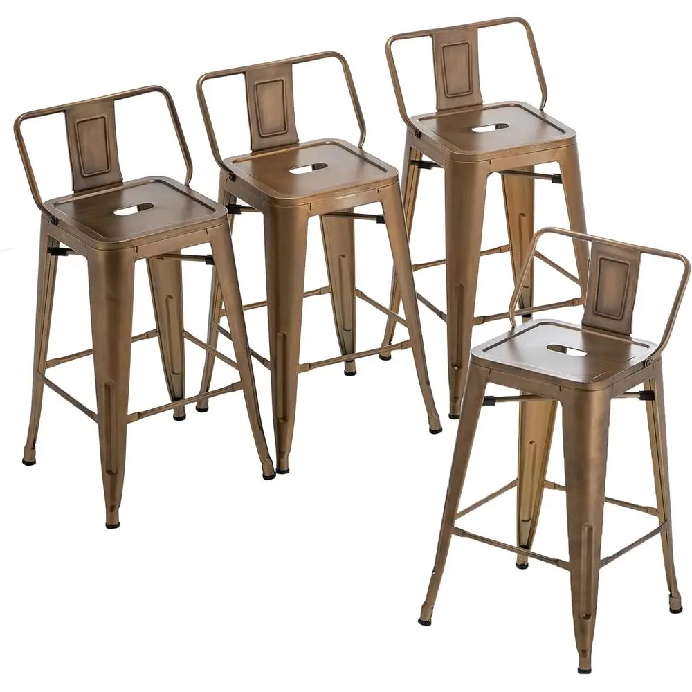 Set of 4 Industrial-Style Bar Stools with Backs, Suitable for Indoor and Outdoor Use, 24 Inch Counter Height, Bronze Finish
Set of 4 Industrial-Style Bar Stools with Backs, Suitable for Indoor and Outdoor Use, 24 Inch Counter Height, Bronze Finish