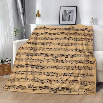 Vintage Music Note Fluffy Soft Blankets for Adults Woven Blanket King Size Home Interior Beach Towel Microfiber Bedding Throw &