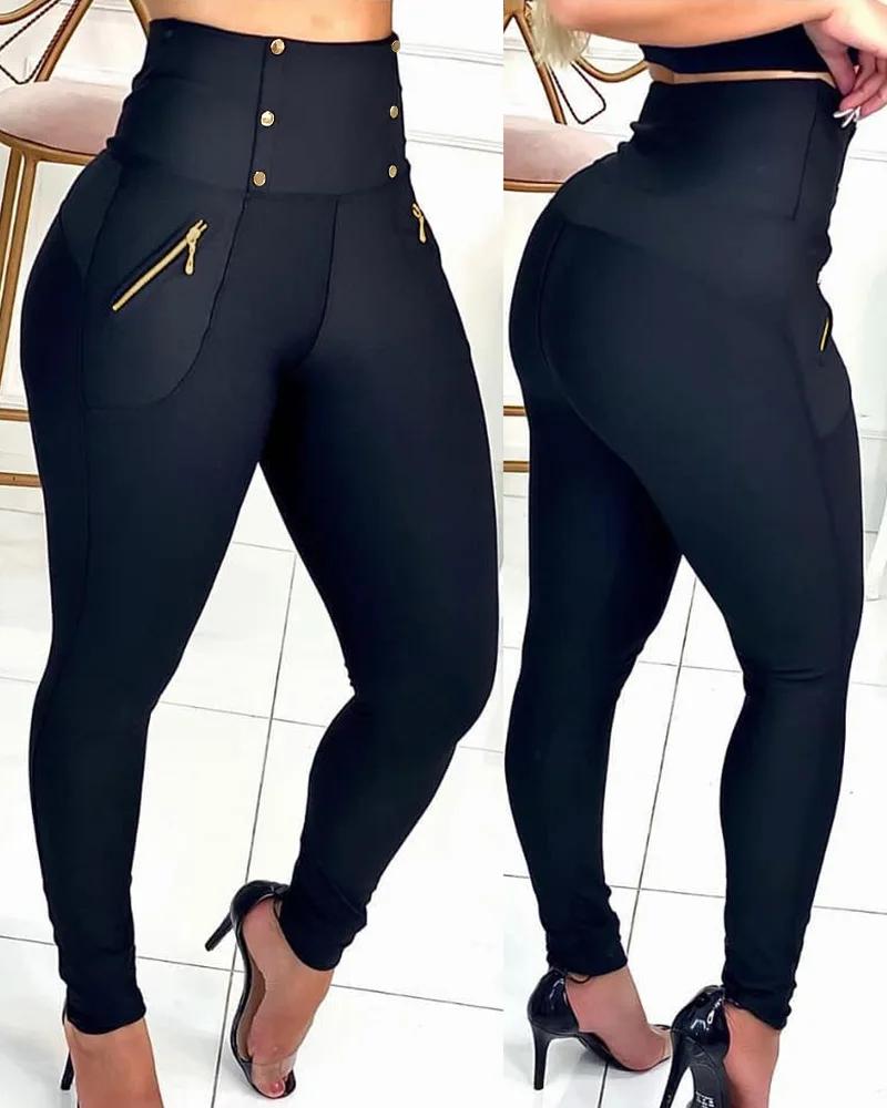 High Waist Zipper Pocket Design Buttoned Pants Women Solid Color Fashion Casual Ankle Length Pencil Pants Sexy Slim
High Waist Zipper Pocket Design Buttoned Pants Women Solid Color Fashion Casual Ankle Length Pencil Pants Sexy Slim
