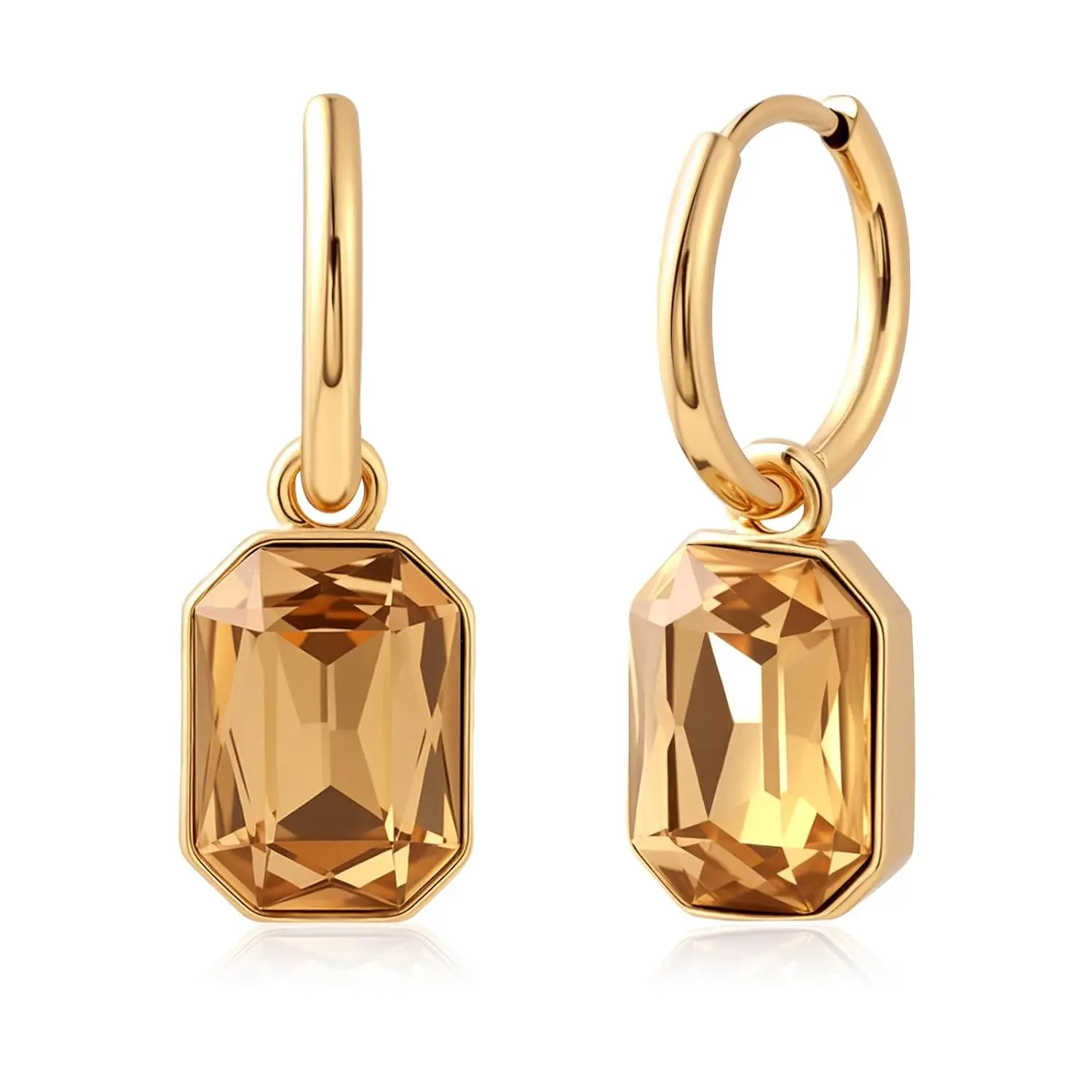 Geometric Hoop Earrings for Women | 14K Gold Plated Dangle Jewelry with Faceted Stones, Elegant Gift
Geometric Hoop Earrings for Women | 14K Gold Plated Dangle Jewelry with Faceted Stones, Elegant Gift