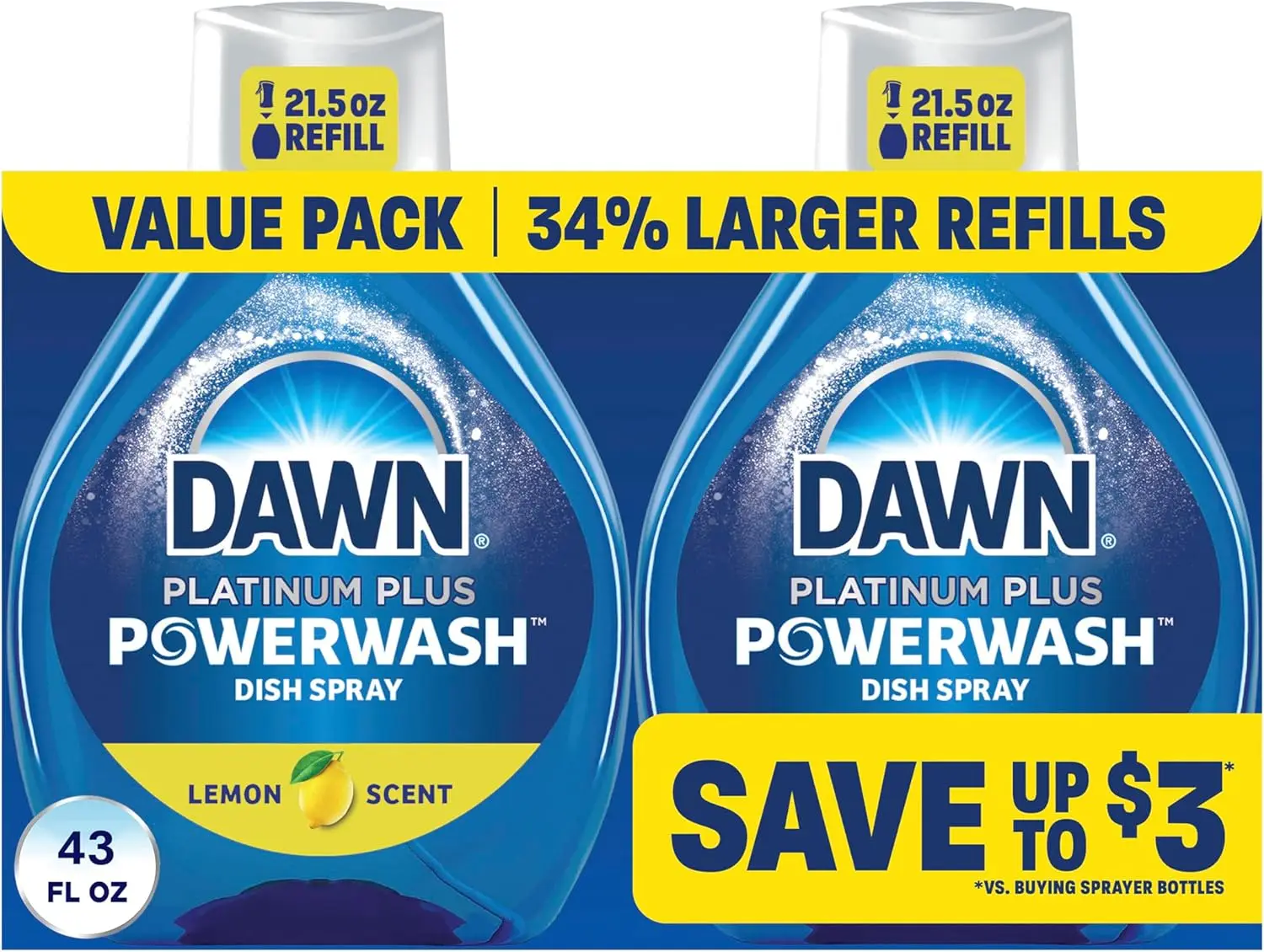 Lemon Scent Dish Spray with 2 Refills, 43 Fl Oz - Powerful Grease Cutting Liquid Soap for Easy Cleaning
Lemon Scent Dish Spray with 2 Refills, 43 Fl Oz - Powerful Grease Cutting Liquid Soap for Easy Cleaning