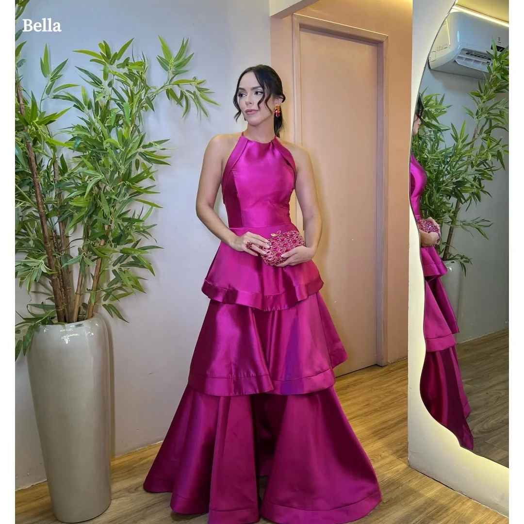 Bella Customized Hot Pink Halter Prom Dress with Satin Tiered Ruffle Detail and Voluminous Ball Gown Skirt Party Dresses 2026
Bella Customized Hot Pink Halter Prom Dress with Satin Tiered Ruffle Detail and Voluminous Ball Gown Skirt Party Dresses 2026