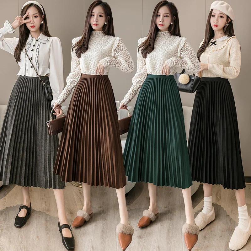Ladies Elegant Fashion Large Hem Pleated Long Black Skirt Women Clothes Girls Korean Skirts Chic Casual Faldas Largas BPy995
Ladies Elegant Fashion Large Hem Pleated Long Black Skirt Women Clothes Girls Korean Skirts Chic Casual Faldas Largas BPy995