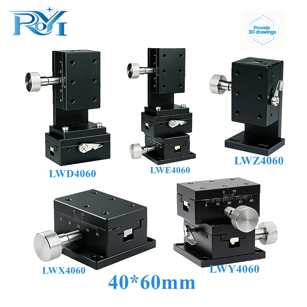 X/XY/XZ/XYZ‑Axis 40×60mm Precision Linear Stage Dovetail Groove Gear Drive Manual Knob Adjustment Displacement Sliding Platform
X/XY/XZ/XYZ‑Axis 40×60mm Precision Linear Stage Dovetail Groove Gear Drive Manual Knob Adjustment Displacement Sliding Platform