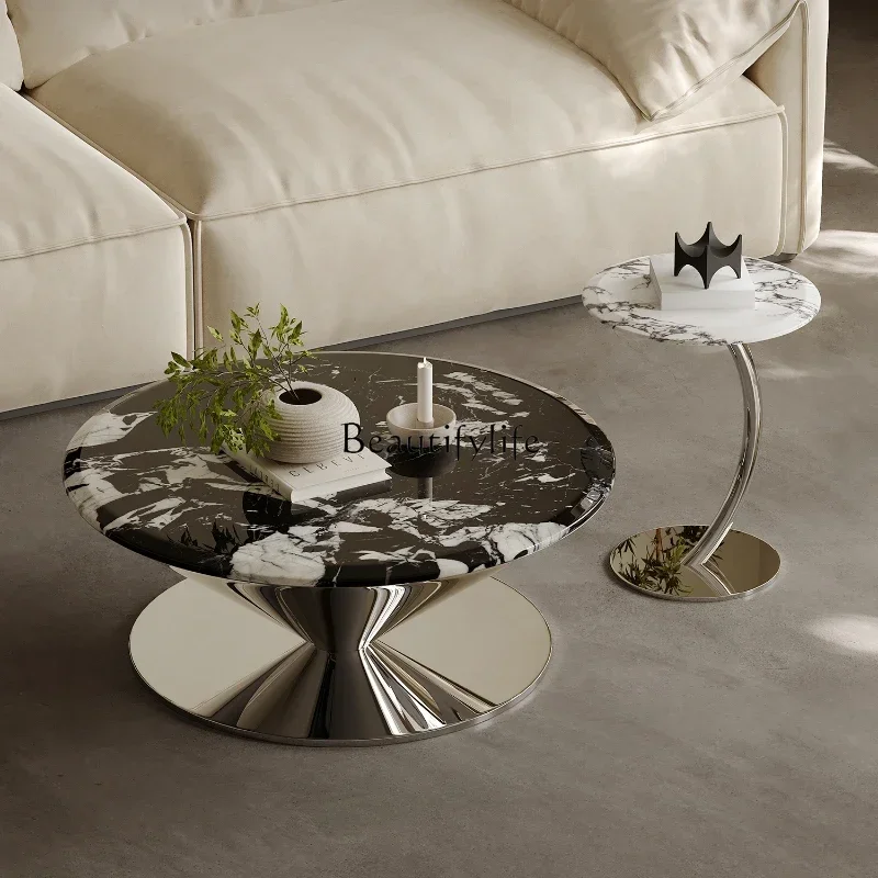 *Italian light luxury marble special-shaped coffee table minimalist creative size round coffee table combination
*Italian light luxury marble special-shaped coffee table minimalist creative size round coffee table combination