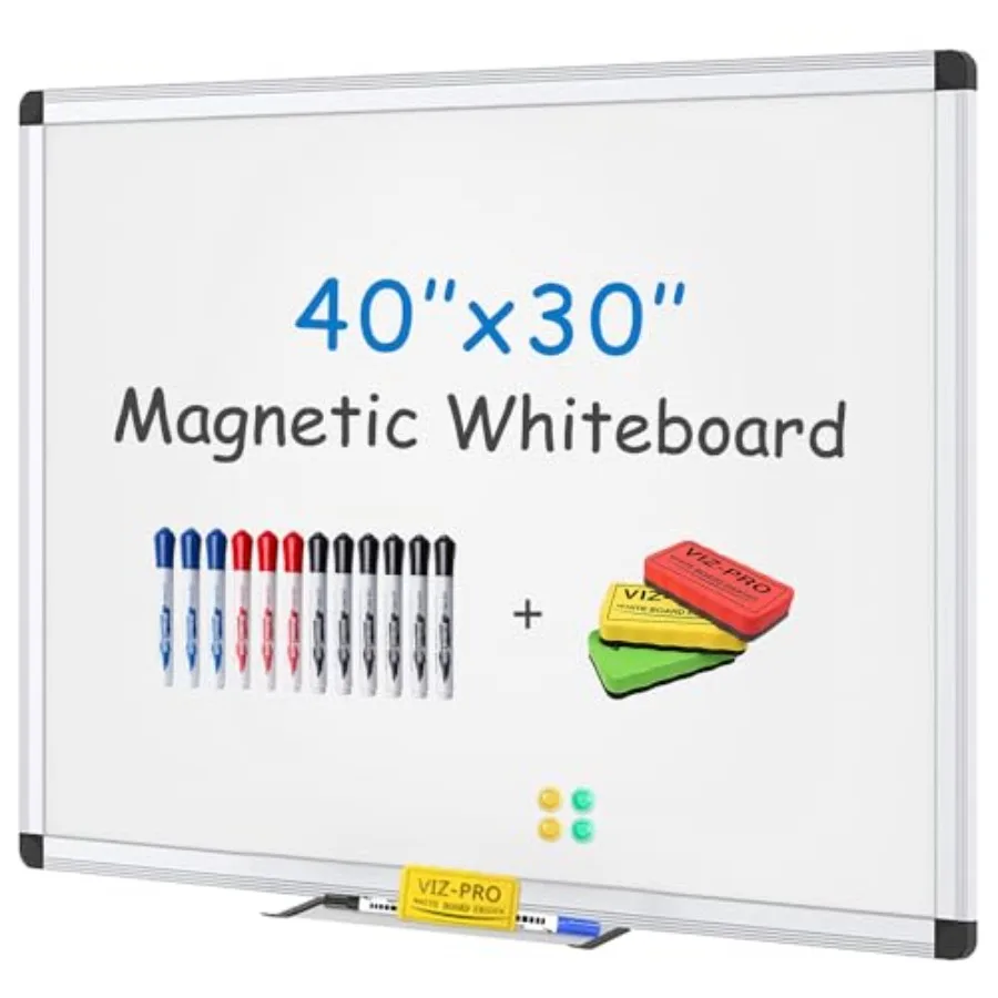 Magnetic Whiteboard/Dry Erase Board, 40 X 30 Inches, with 4 Erasers and 14 Markers and 4 Magnets
Magnetic Whiteboard/Dry Erase Board, 40 X 30 Inches, with 4 Erasers and 14 Markers and 4 Magnets
