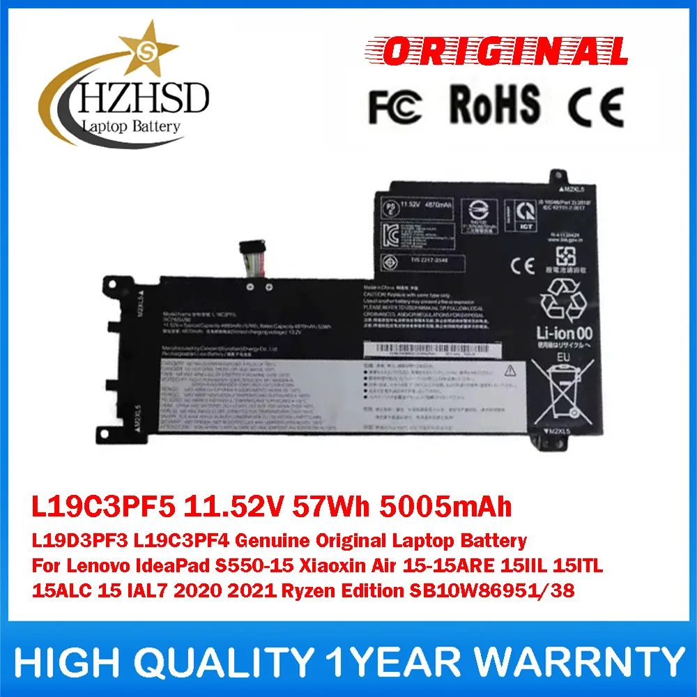 L19C3PF5 11.52V 57Wh 5005mAh L19D3PF3 L19C3PF4 Genuine Original Laptop Battery For Lenovo IdeaPad S550-15 Xiaoxin Air 15-15ARE
L19C3PF5 11.52V 57Wh 5005mAh L19D3PF3 L19C3PF4 Genuine Original Laptop Battery For Lenovo IdeaPad S550-15 Xiaoxin Air 15-15ARE