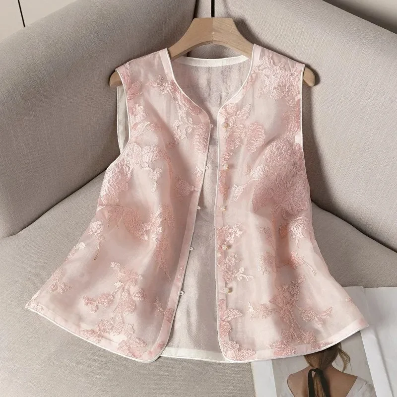 Women Vest Fashion Spring and Summer Round Collar Sleeveless Waistcoat Loose Embroider Vest Coat Joker Women Cardigan Vest New
Women Vest Fashion Spring and Summer Round Collar Sleeveless Waistcoat Loose Embroider Vest Coat Joker Women Cardigan Vest New