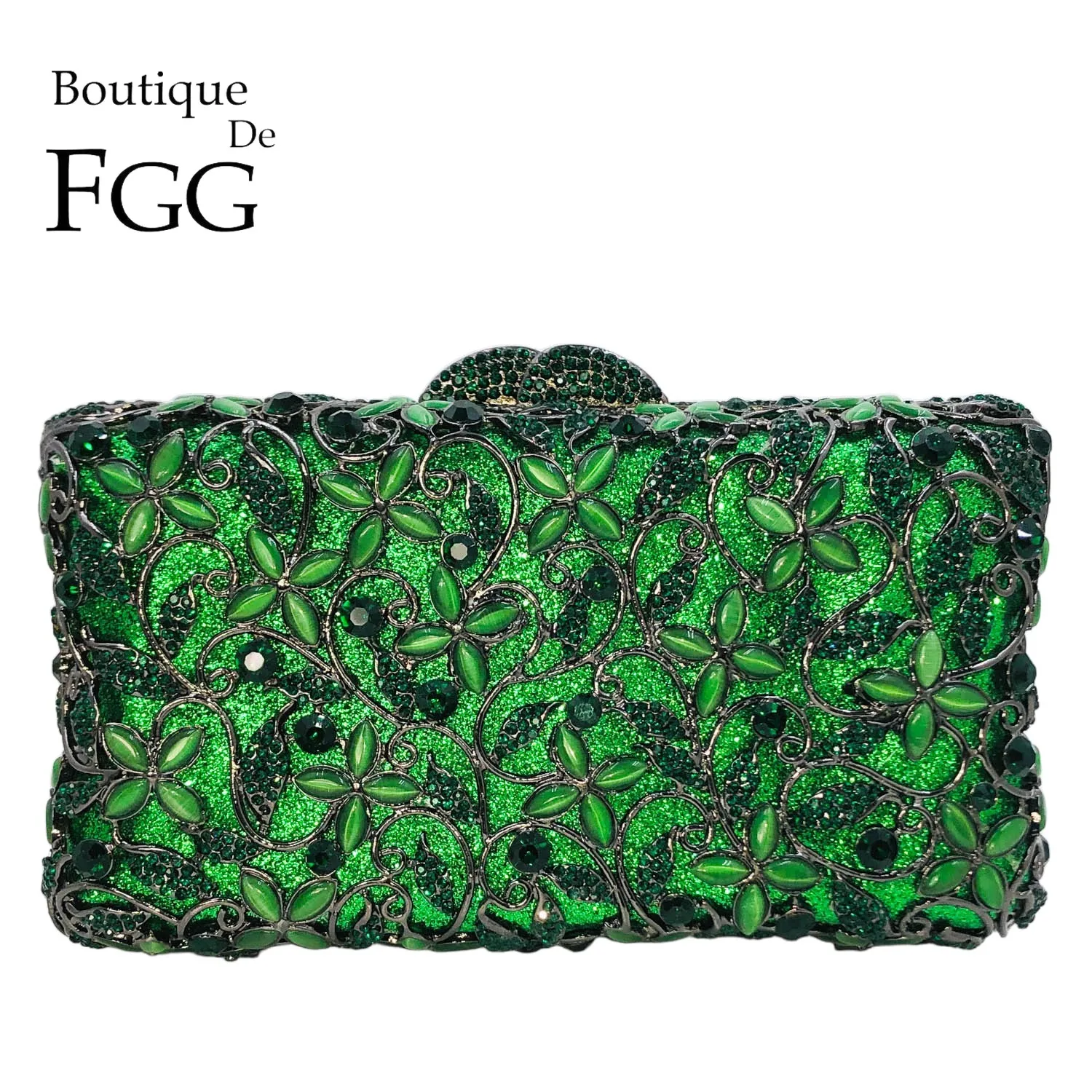 Boutique De FGG Women Green Crystal Evening Clutch Purse Flower Minaudiere Bags Hardcase Party Rhinestone Clutch Wedding Handbag
Boutique De FGG Women Green Crystal Evening Clutch Purse Flower Minaudiere Bags Hardcase Party Rhinestone Clutch Wedding Handbag