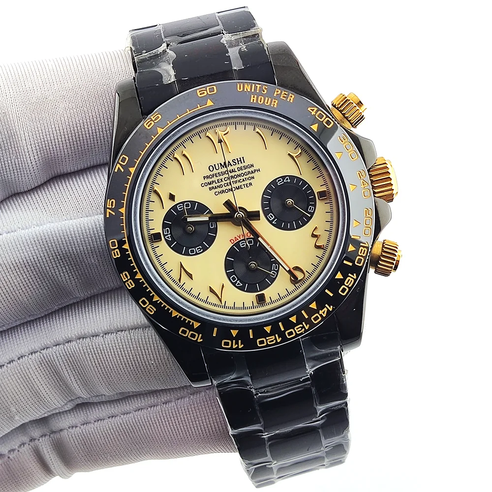 VK63 Watch 39mm Watch 904L Stainless Steel Sapphire Glass Waterproof Watch Arabic Scale Dial Black Gold Watch Luxury Men's Watch
VK63 Watch 39mm Watch 904L Stainless Steel Sapphire Glass Waterproof Watch Arabic Scale Dial Black Gold Watch Luxury Men's Watch