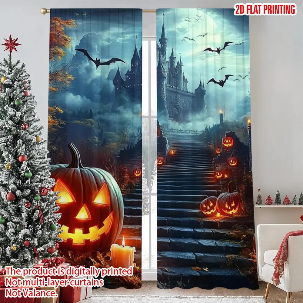 2pcs 2D flat printing Merry Christmas Popular Window Curtains Pumpkin Castle Durable 100% Polyester Fabric Without Electricity
2pcs 2D flat printing Merry Christmas Popular Window Curtains Pumpkin Castle Durable 100% Polyester Fabric Without Electricity