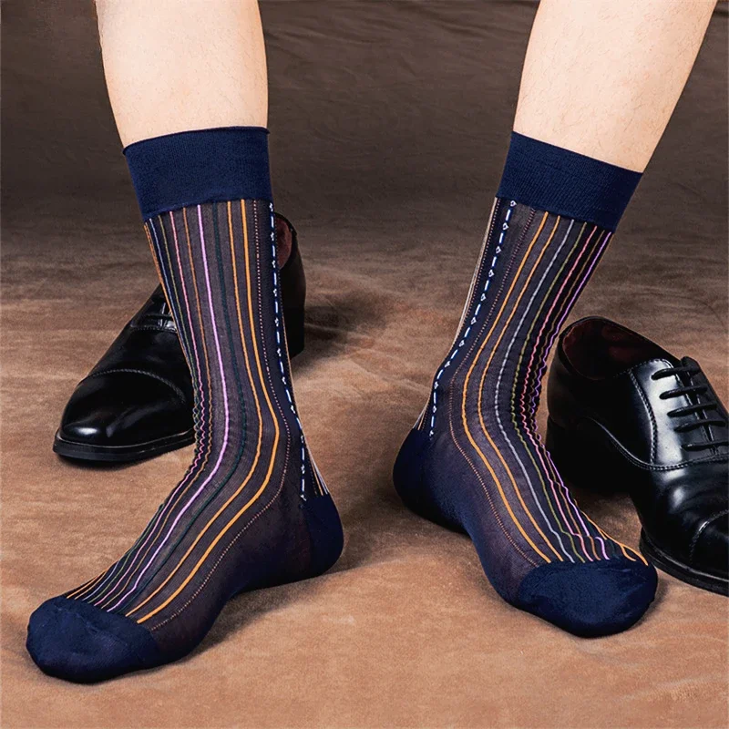 Men's Socks 2025 Summer Sexy Hose Thin Sheer Breathable Striped Nylon Stockings Hose Male Formal Dress Socks Man Business Socks
Men's Socks 2025 Summer Sexy Hose Thin Sheer Breathable Striped Nylon Stockings Hose Male Formal Dress Socks Man Business Socks