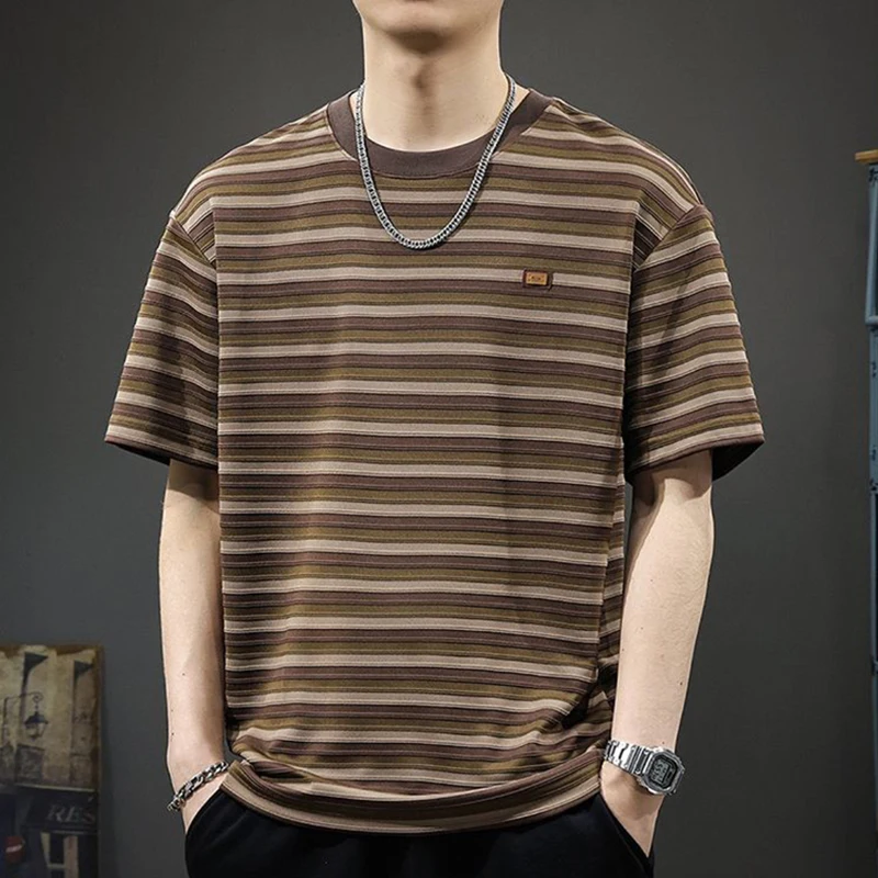 Fashion O-Neck Spliced Loose Printed Striped T-Shirt Men's Clothing Summer New Oversized Casual Pullovers England Tee Shirt
Fashion O-Neck Spliced Loose Printed Striped T-Shirt Men's Clothing Summer New Oversized Casual Pullovers England Tee Shirt