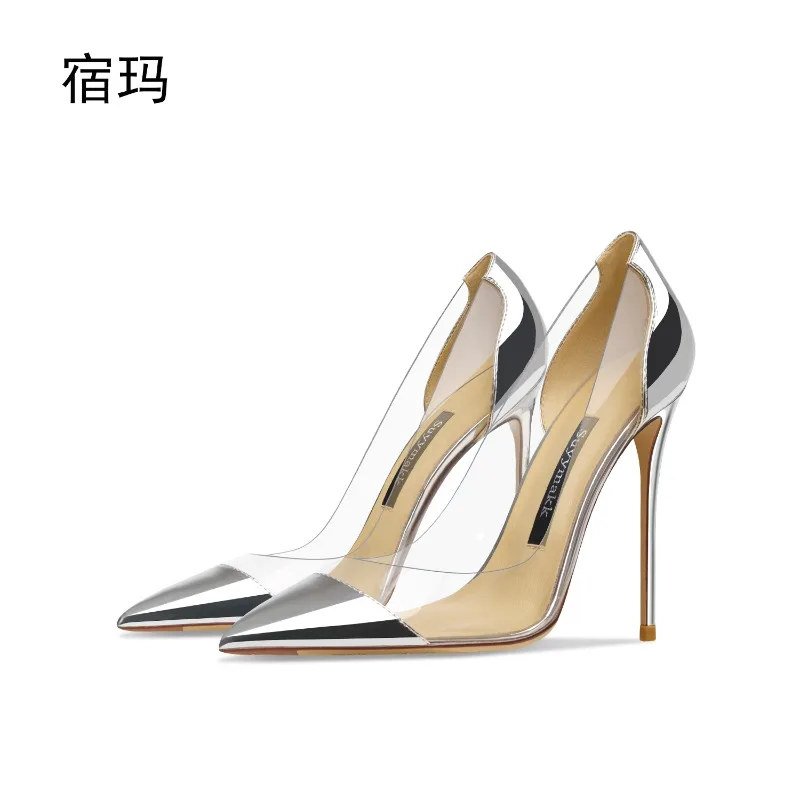 Transparent silver high heels for women, new summer style slim heel pointed shallow mouth sexy patent leather single heel shoes
Transparent silver high heels for women, new summer style slim heel pointed shallow mouth sexy patent leather single heel shoes