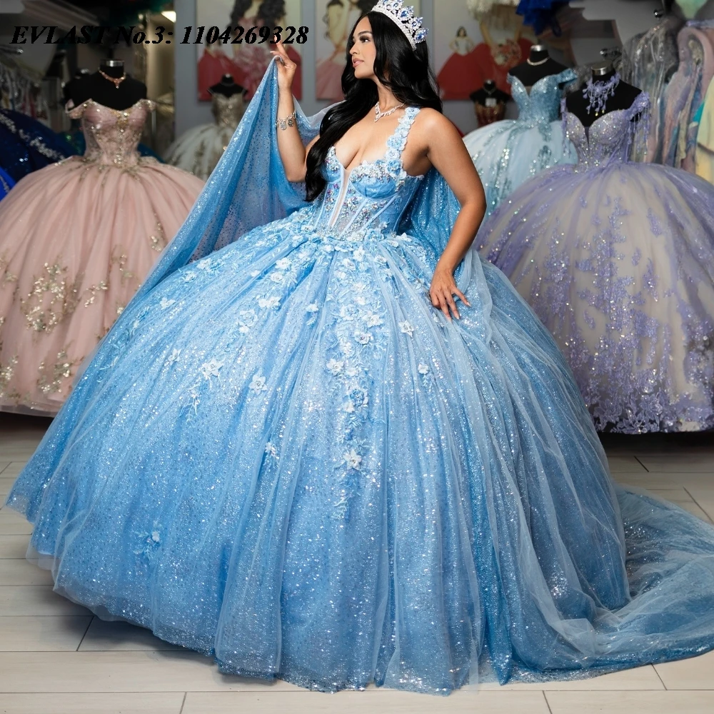 EVLAST Customized 2025 Sky Blue Quinceanera Dress Ball Gown Lace Applique Beaded Cape Corset Sweet 16 Vestido De 15 Anos E3Q358
EVLAST Customized 2025 Sky Blue Quinceanera Dress Ball Gown Lace Applique Beaded Cape Corset Sweet 16 Vestido De 15 Anos E3Q358