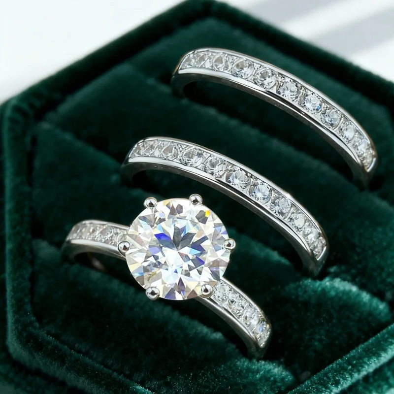 KNB 2CT Glittering Certified Moissanite Diamond Ring Set For Women Gift Real 925 Sterling Silver Hot Sale Wedding Fine Jewelry
KNB 2CT Glittering Certified Moissanite Diamond Ring Set For Women Gift Real 925 Sterling Silver Hot Sale Wedding Fine Jewelry