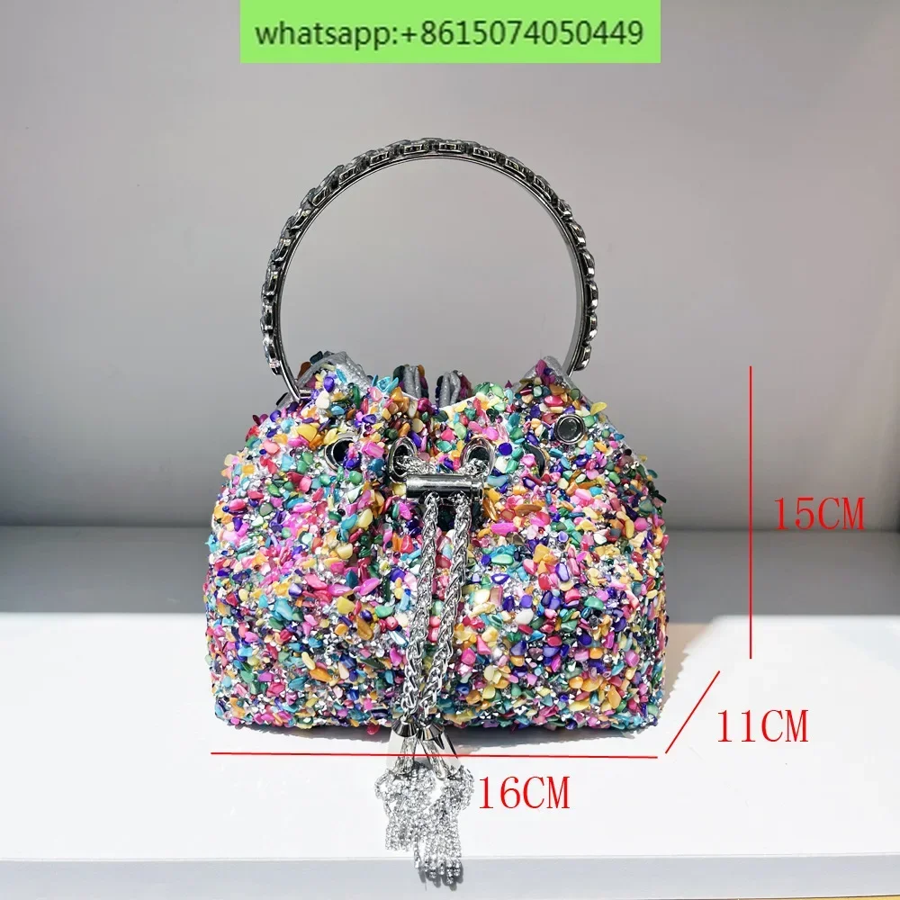 Coloured diamond hoop tote bag on one shoulder crossbody diamond handmade bucket bag for women
Coloured diamond hoop tote bag on one shoulder crossbody diamond handmade bucket bag for women