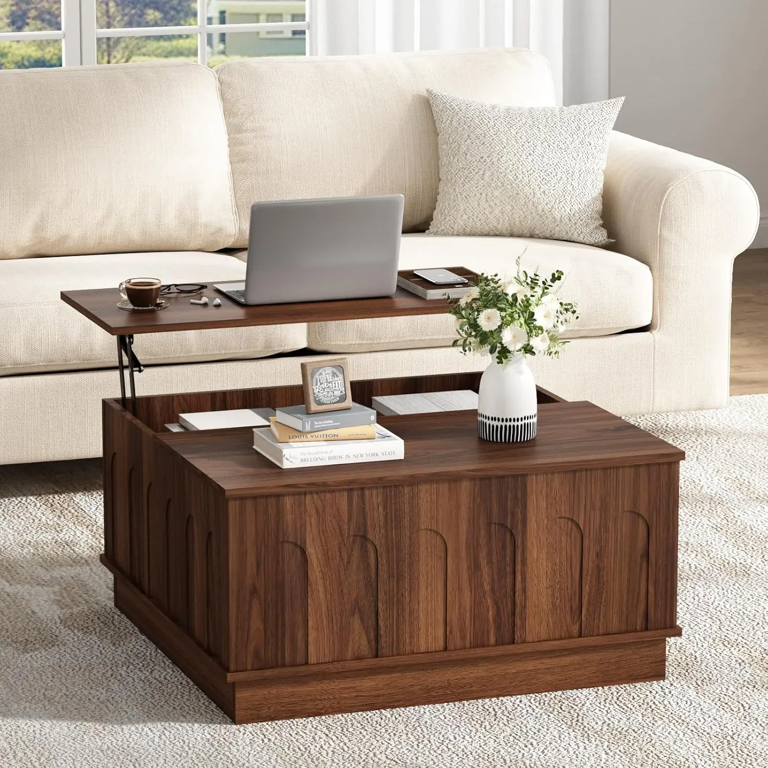 Lift Top Coffee Table with Storage, 2-in-1 Square Cocktail Table with Arched Design and Thickened Base, 31.5", Customized
Lift Top Coffee Table with Storage, 2-in-1 Square Cocktail Table with Arched Design and Thickened Base, 31.5", Customized