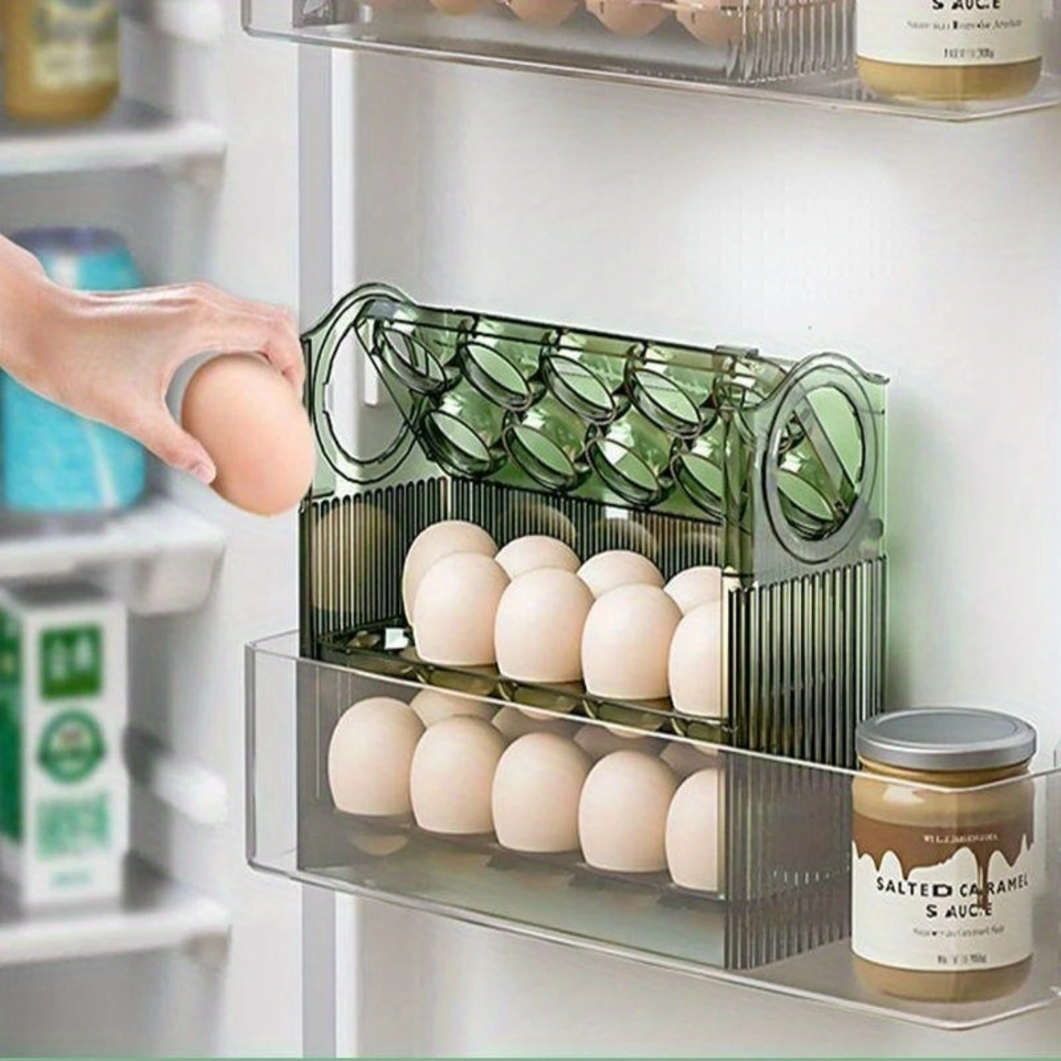 1pc, Large Capacity Egg Holder For Refrigerator, Multi-Layer Egg Tray With Auto Rebound, Shockproof Design, And Timing Feature,
1pc, Large Capacity Egg Holder For Refrigerator, Multi-Layer Egg Tray With Auto Rebound, Shockproof Design, And Timing Feature,