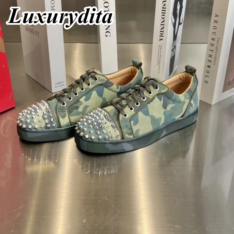 Top Quality Womens Trendy Casual Sneakers Luxury Mens Real Leather Tennis Shoes Designr Red Soled Tide Lovers Rivet Shoes HJ0844
Top Quality Womens Trendy Casual Sneakers Luxury Mens Real Leather Tennis Shoes Designr Red Soled Tide Lovers Rivet Shoes HJ0844